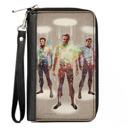 PU Zip Around Wallet Rectangle - Star Trek Crew Trio Beam Transporter Pose Clutch Zip Around Wallets Star Trek