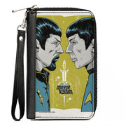 PU Zip Around Wallet Rectangle - Classic Star Trek MIRROR MIRROR Spock Characters Greens/Blues Clutch Zip Around Wallets Star Trek
