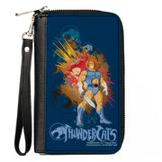 PU Zip Around Wallet Rectangle - THUNDERCATS Classic Series Lion-O Pose and Logos Blue Multi Color Clutch Zip Around Wallets ThunderCats   