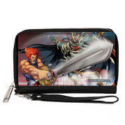 PU Zip Around Wallet Rectangle - ThunderCats Lion-O and Mumm-Ra Sword of Omens Pose Clutch Zip Around Wallets ThunderCats   