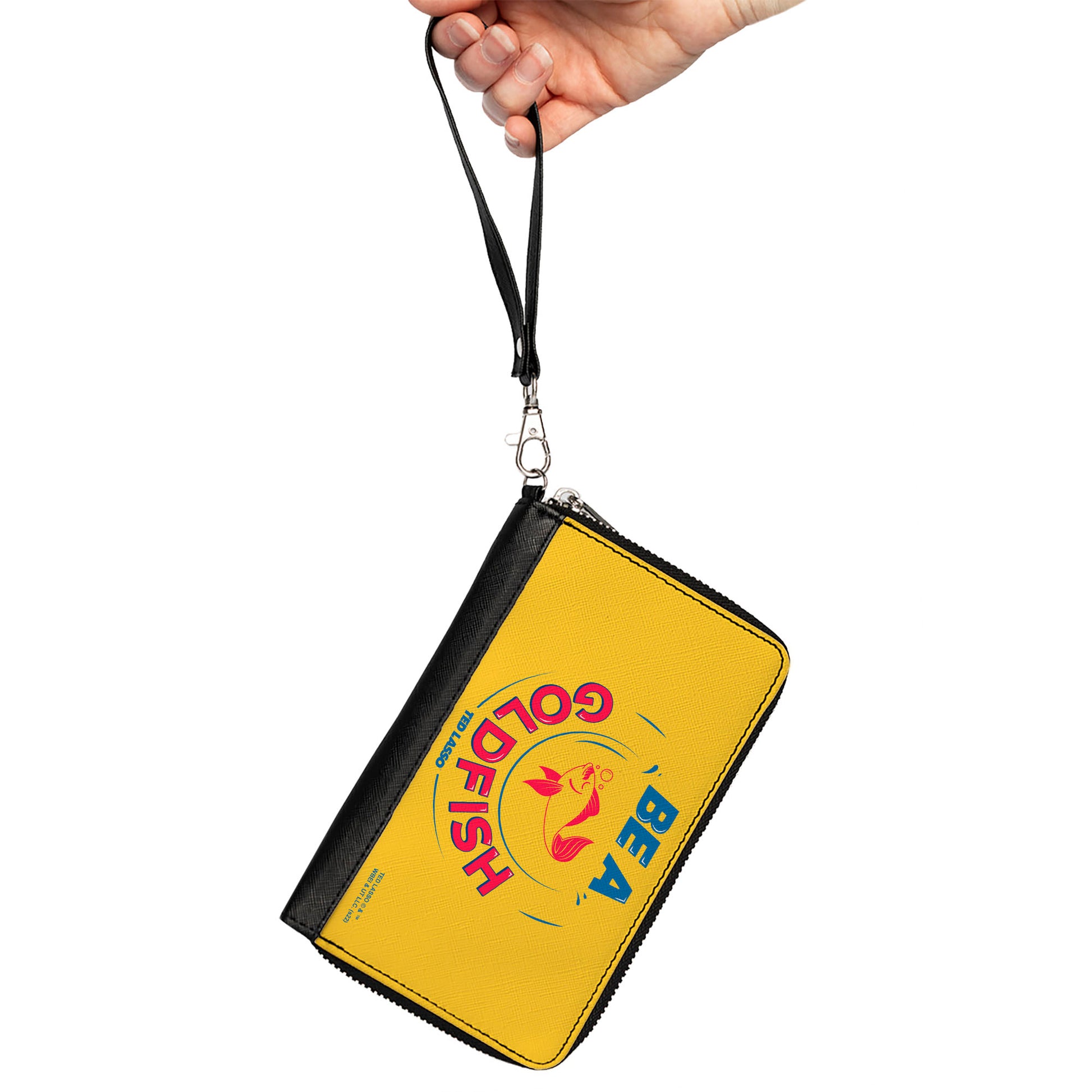 PU Zip Around Wallet Rectangle - Ted Lasso BE A GOLDFISH Quote Yellow Blue Red Clutch Zip Around Wallets Ted Lasso   