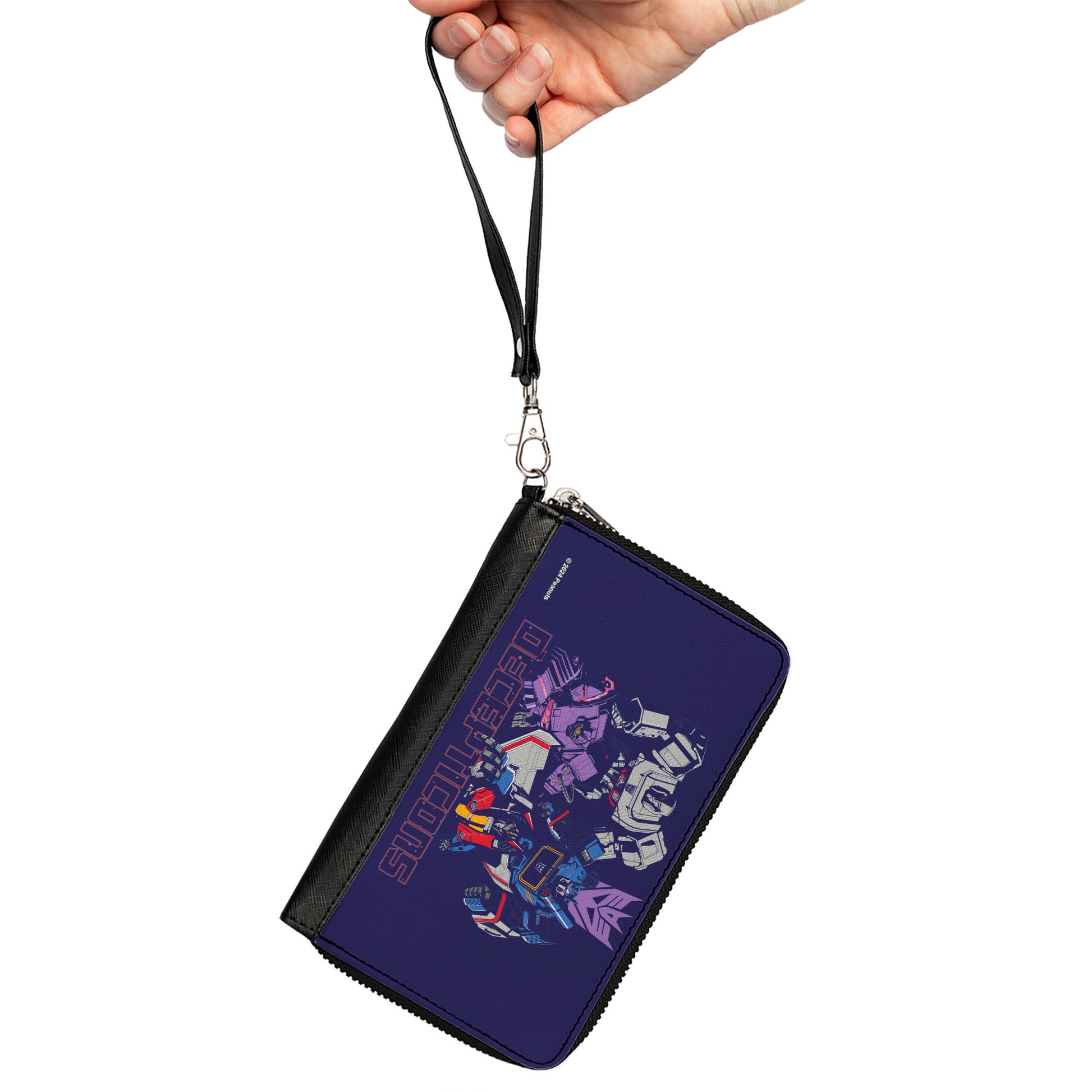 PU Zip Around Wallet Rectangle - Transformers DECEPTICONS Group Pose and Text Blues Clutch Zip Around Wallets Transformers