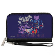 PU Zip Around Wallet Rectangle - Transformers DECEPTICONS Group Pose and Text Blues Clutch Zip Around Wallets Transformers