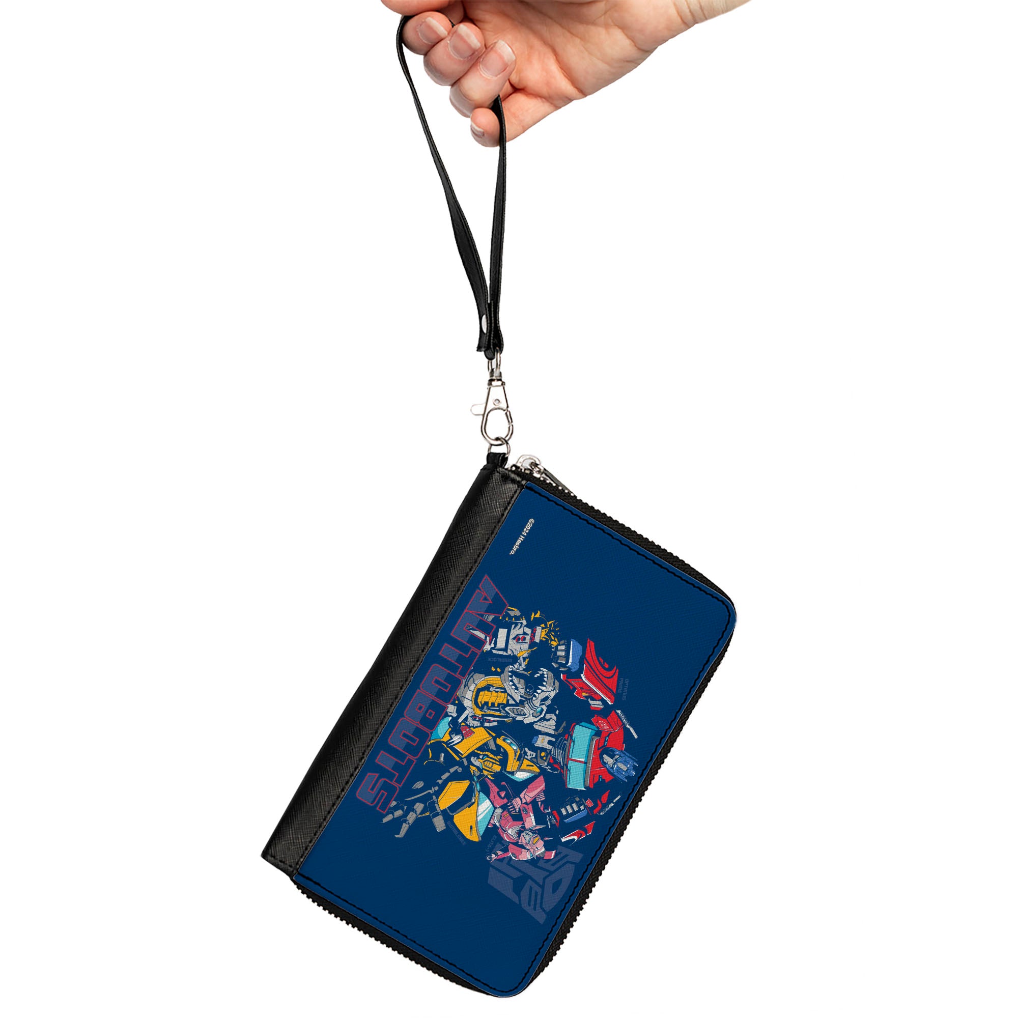 PU Zip Around Wallet Rectangle - Transformers AUTOBOTS Group Pose and Text Blues Clutch Zip Around Wallets Transformers