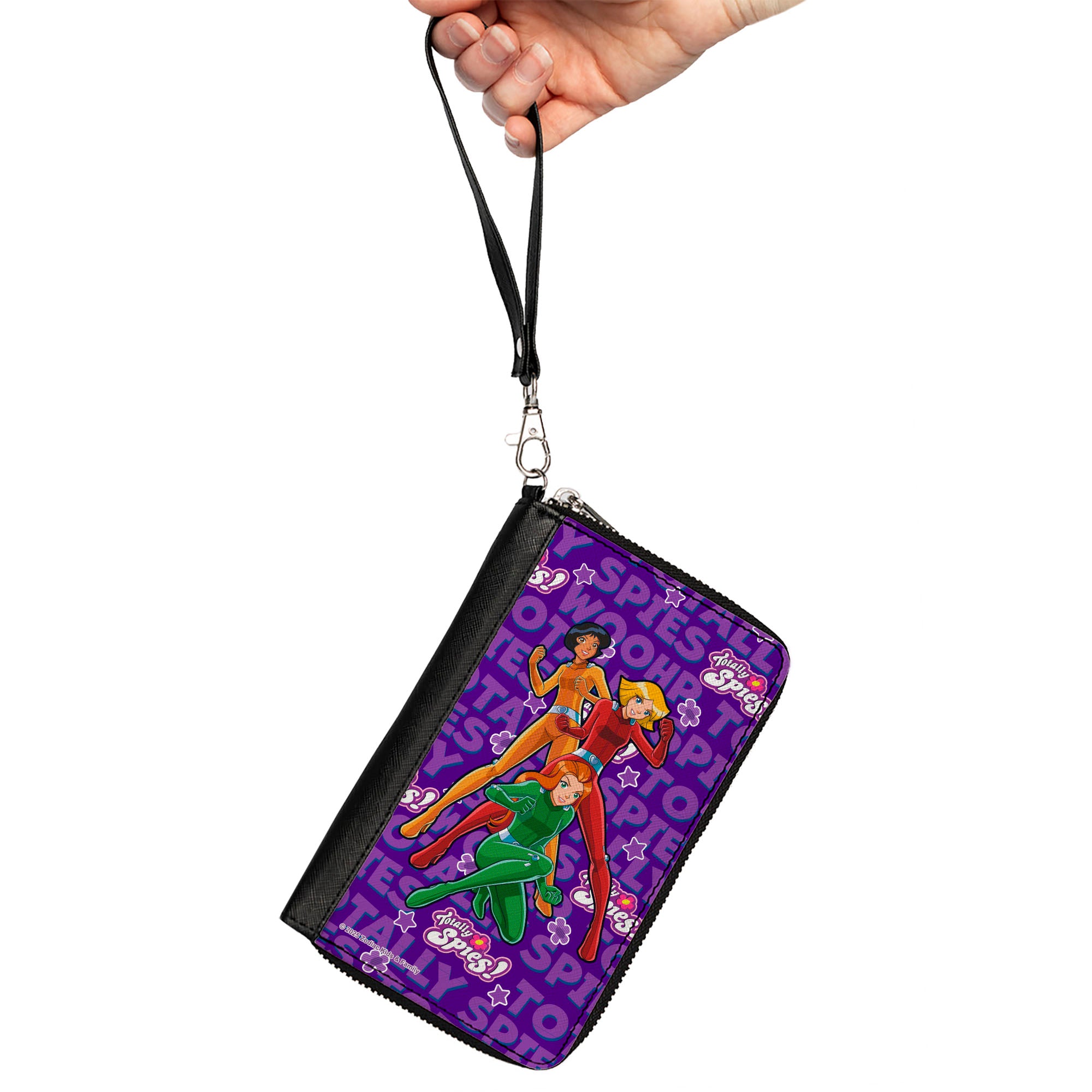 PU Zip Around Wallet Rectangle - TOTALLY SPIES Group Pose and Text Purples Clutch Zip Around Wallets Totally Spies!