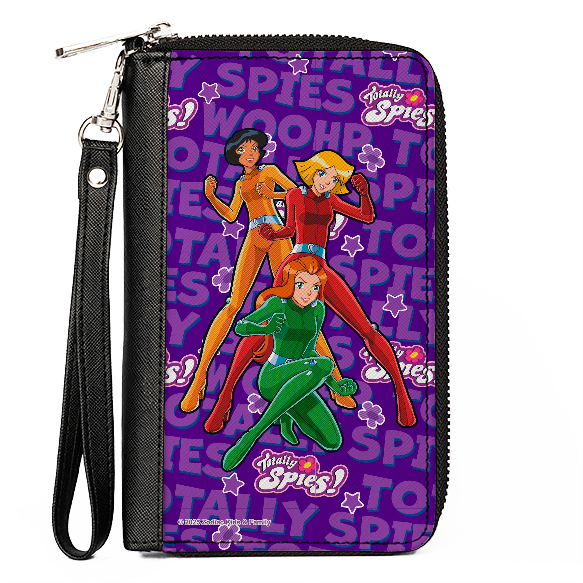 PU Zip Around Wallet Rectangle - TOTALLY SPIES Group Pose and Text Purples Clutch Zip Around Wallets Totally Spies!