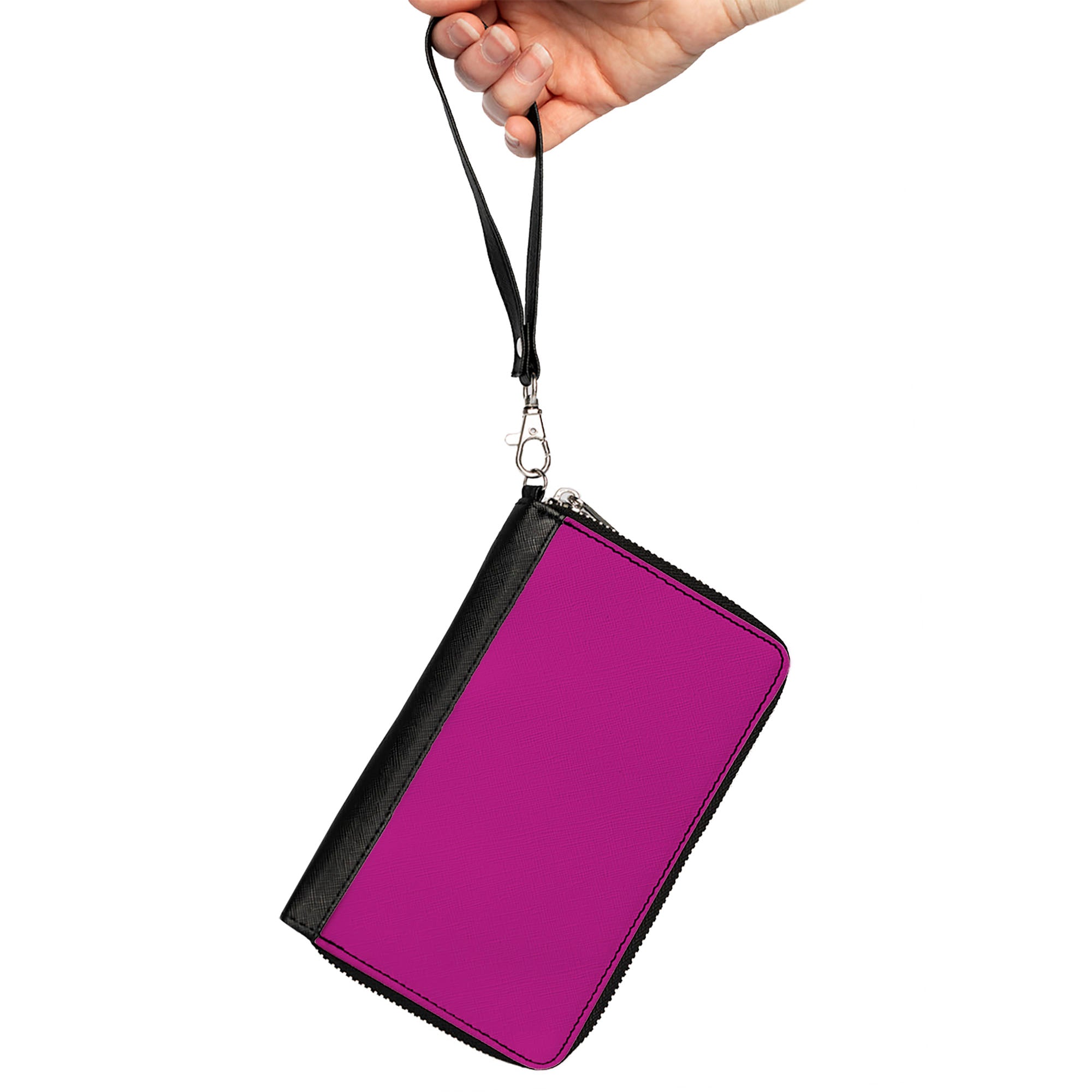 PU Zip Around Wallet Rectangle - Fuchsia Clutch Zip Around Wallets Buckle-Down   