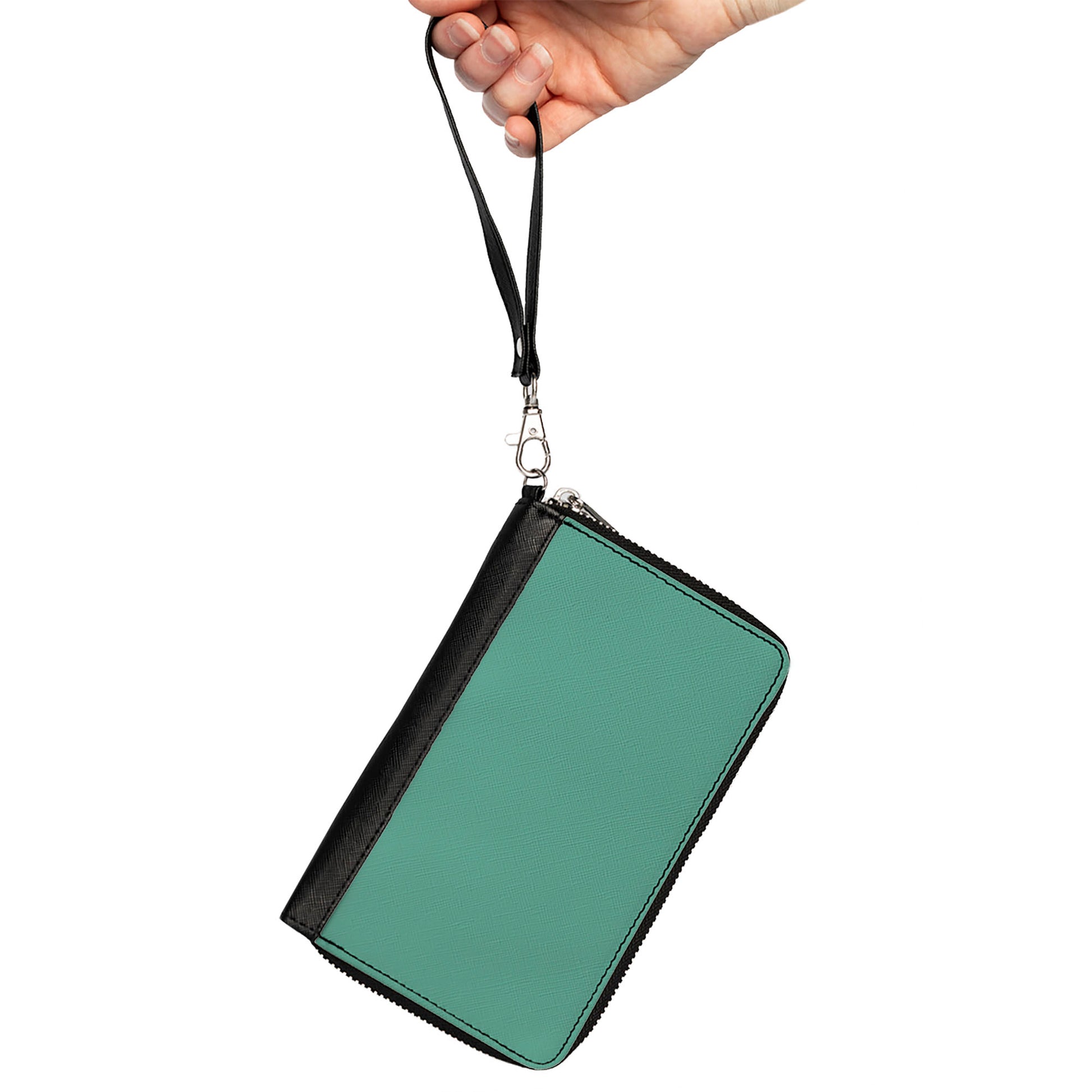 PU Zip Around Wallet Rectangle - Teal Clutch Zip Around Wallets Buckle-Down   
