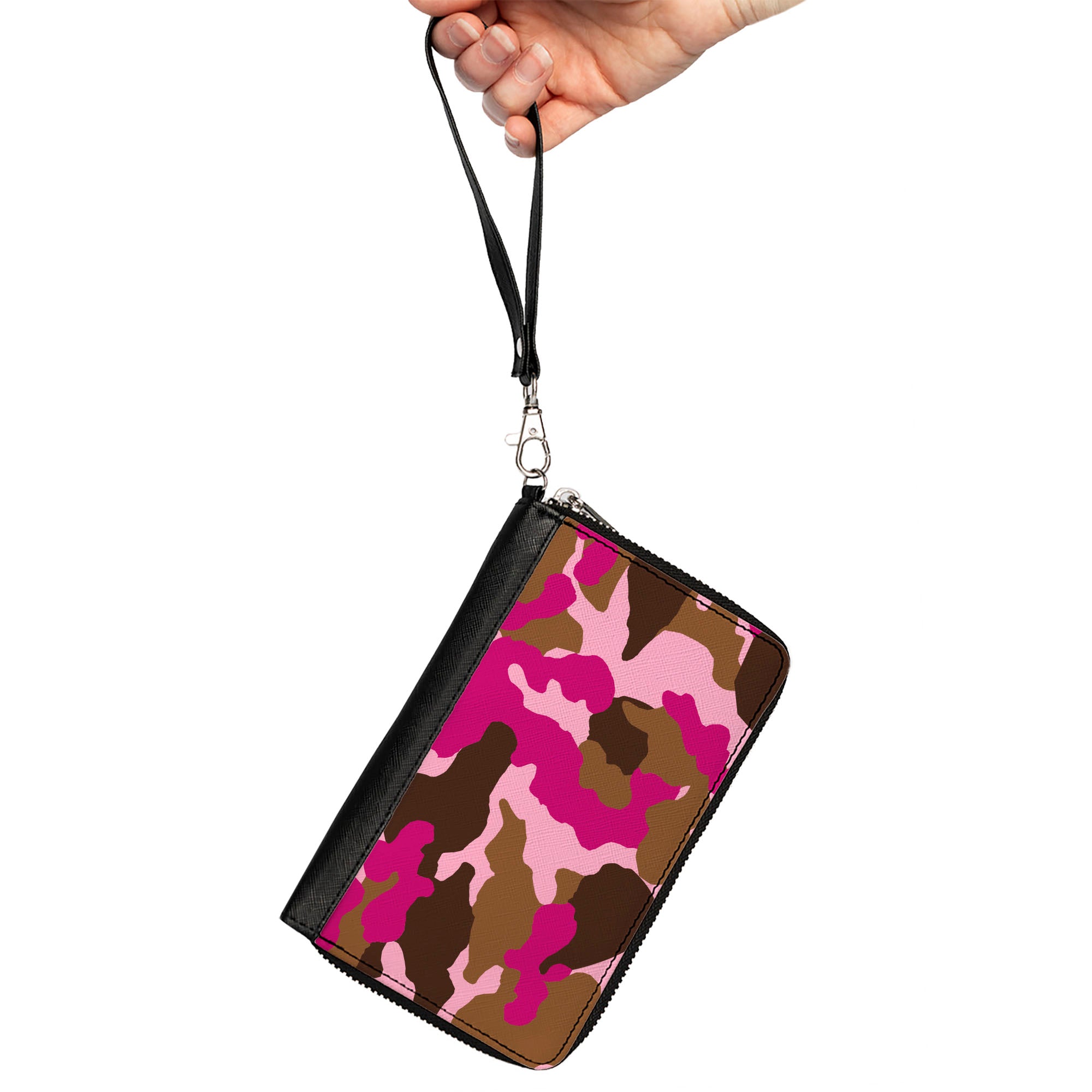 PU Zip Around Wallet Rectangle - Camo Pink Clutch Zip Around Wallets Buckle-Down   
