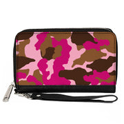 PU Zip Around Wallet Rectangle - Camo Pink Clutch Zip Around Wallets Buckle-Down   