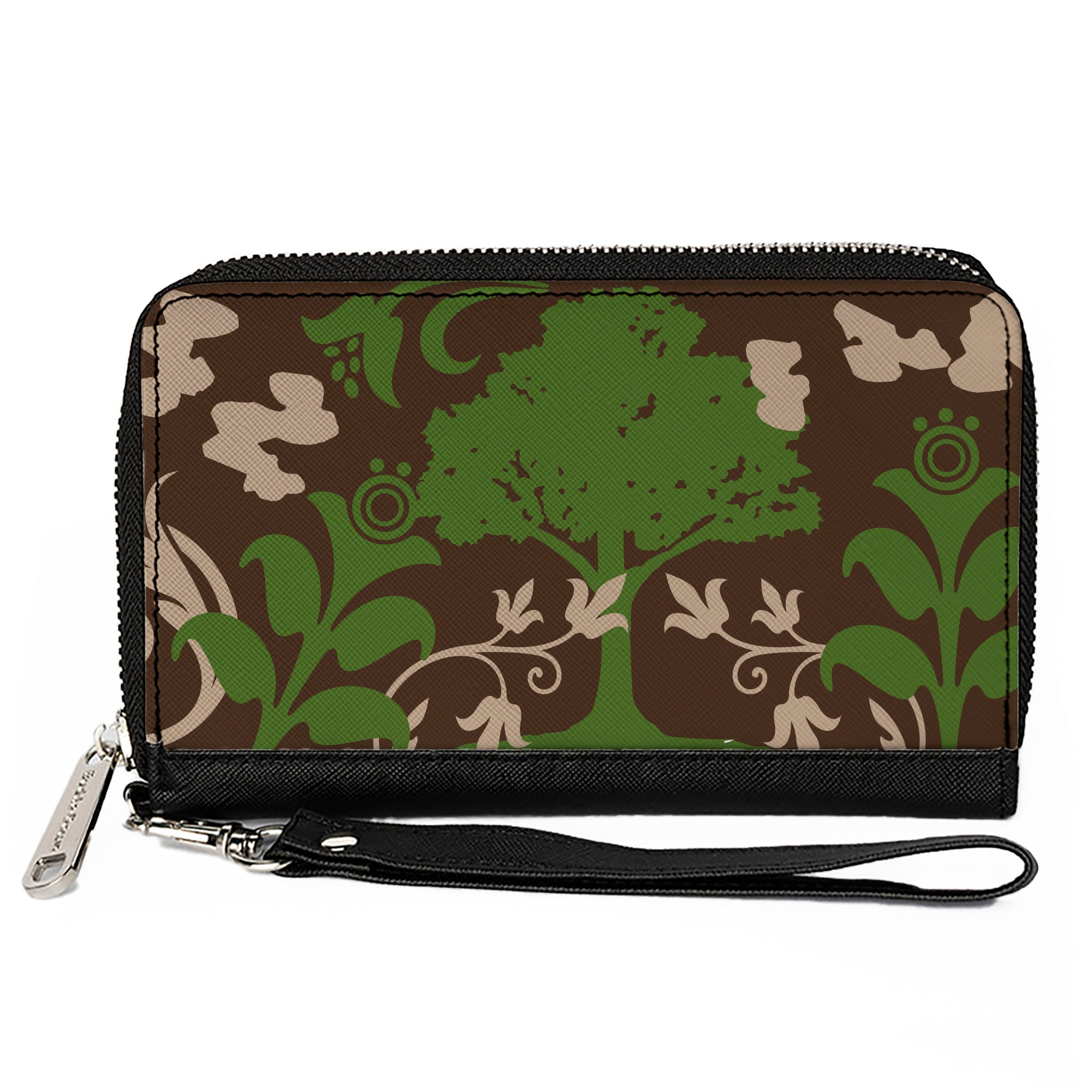 PU Zip Around Wallet Rectangle - Earthy Brown/Green Clutch Zip Around Wallets Buckle-Down   