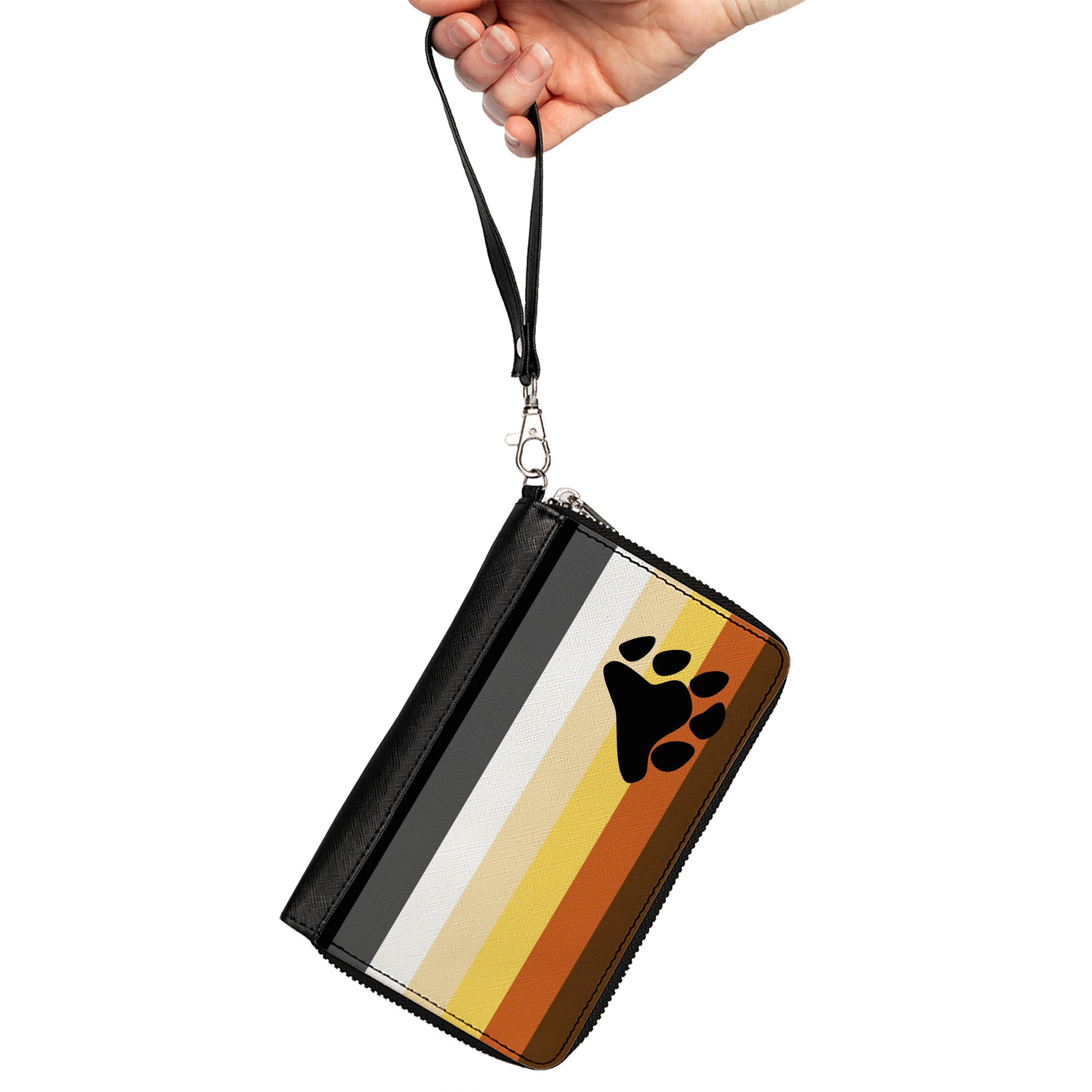 Women's PU Zip Around Wallet Rectangle - Flag Bear Pride2 Black Brown Orange Yellow Tan White Gray Black Clutch Zip Around Wallets Buckle-Down   