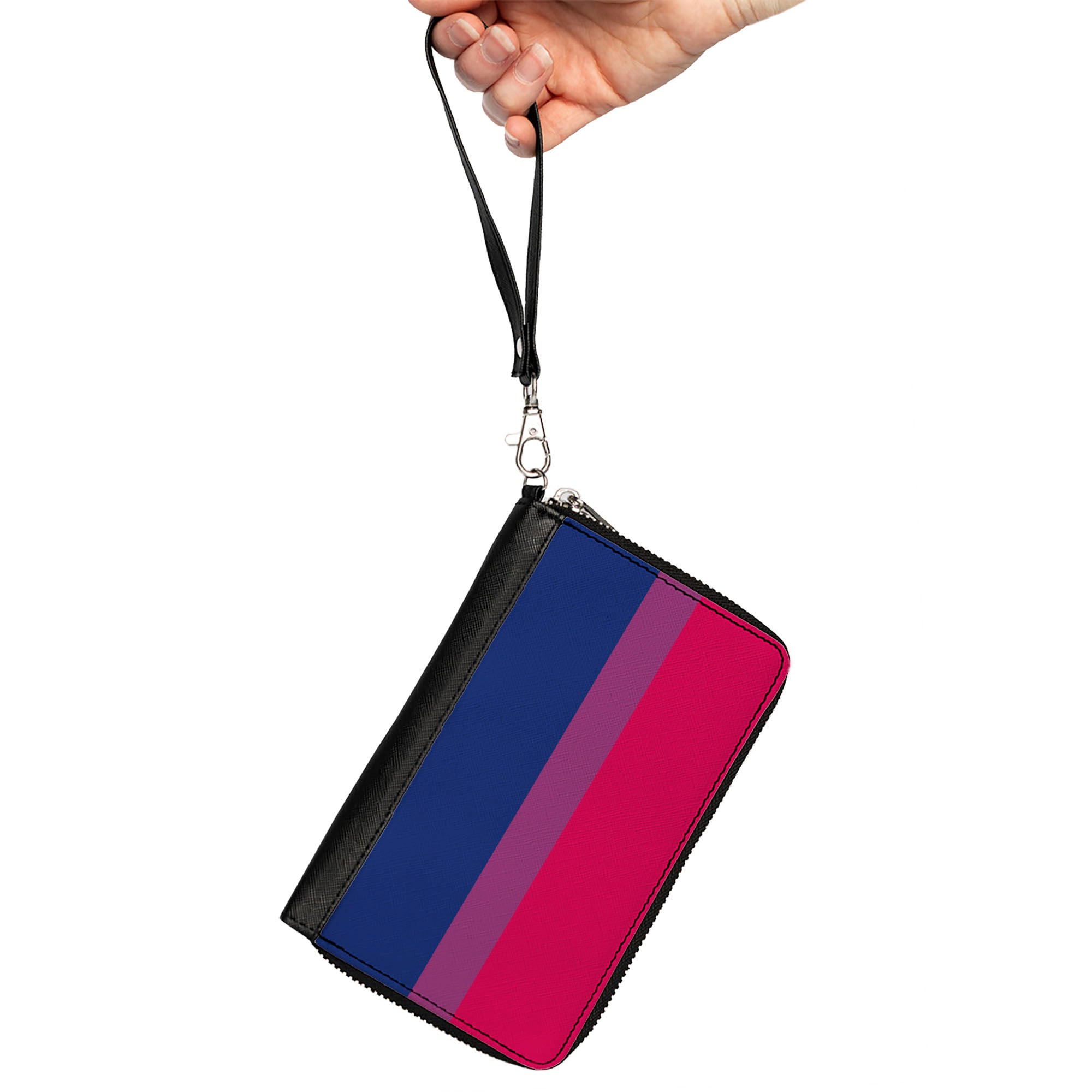 Women's PU Zip Around Wallet Rectangle - Flag Bisexual Pink Purple Blue Clutch Zip Around Wallets Buckle-Down   