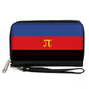 Women's PU Zip Around Wallet Rectangle - Flag Polyamorous Pi Symbol Blue Red Black Yellow Clutch Zip Around Wallets Buckle-Down   