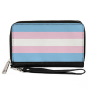 Women's PU Zip Around Wallet Rectangle - Flag Transgender Baby Blue Baby Pink White Clutch Zip Around Wallets Buckle-Down   