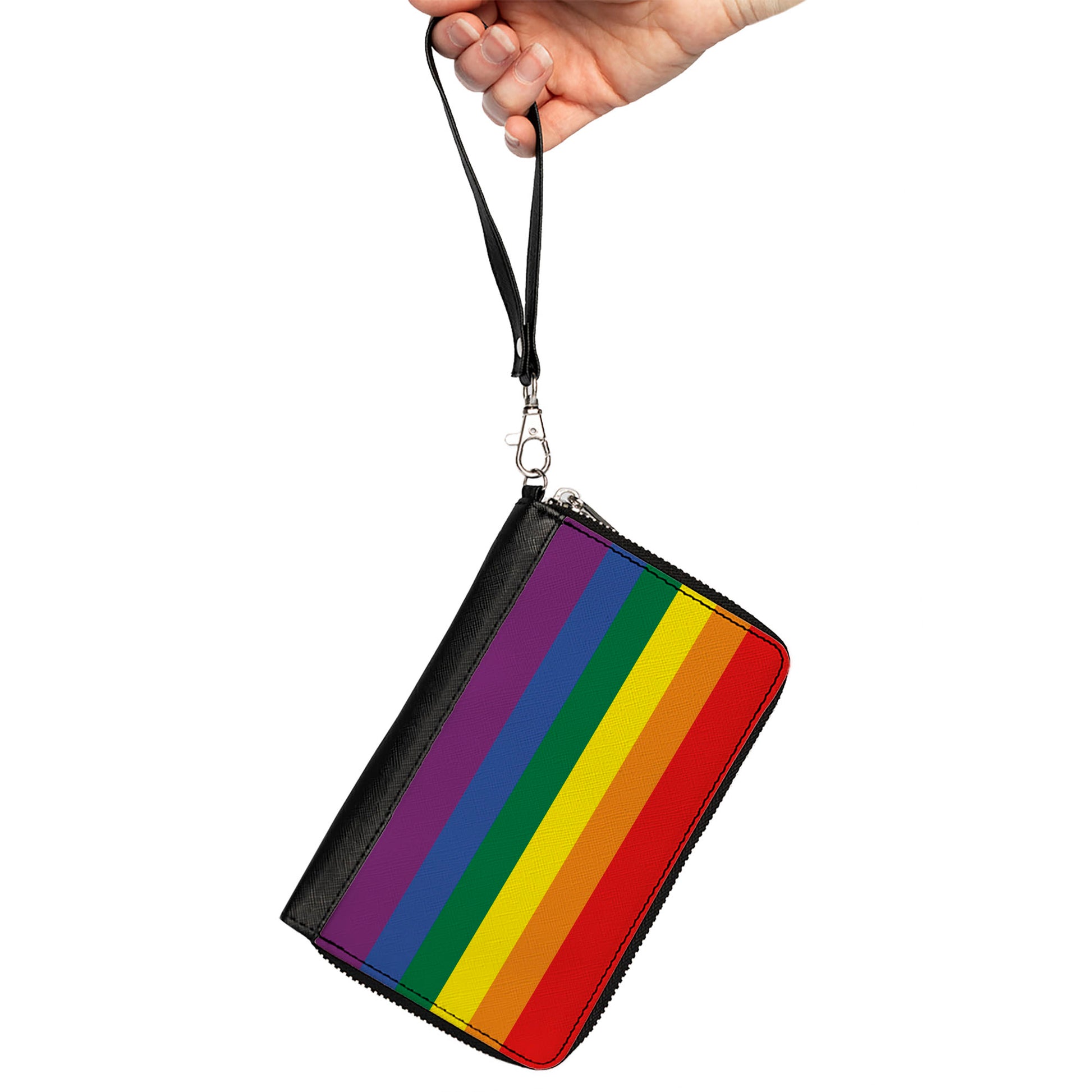 Women's PU Zip Around Wallet Rectangle - Flag Pride Rainbow Clutch Zip Around Wallets Buckle-Down   