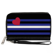 Women's PU Zip Around Wallet Rectangle - Flag Leather Black Blue Red White Clutch Zip Around Wallets Buckle-Down   