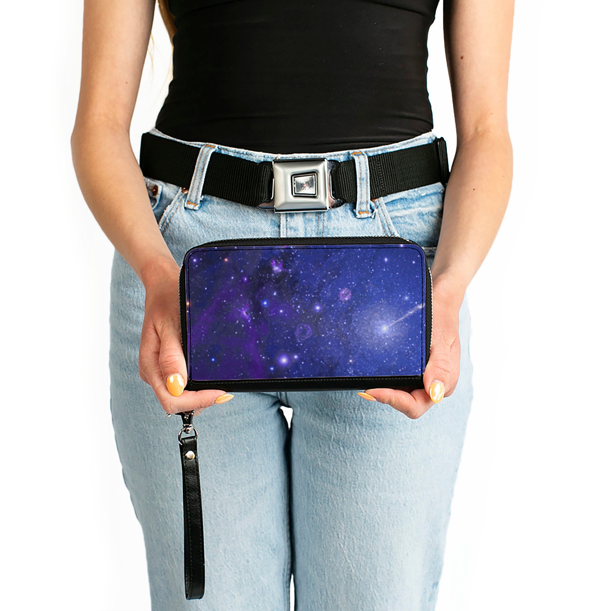 PU Zip Around Wallet Rectangle - Galaxy Blues/Purples Clutch Zip Around Wallets Buckle-Down   
