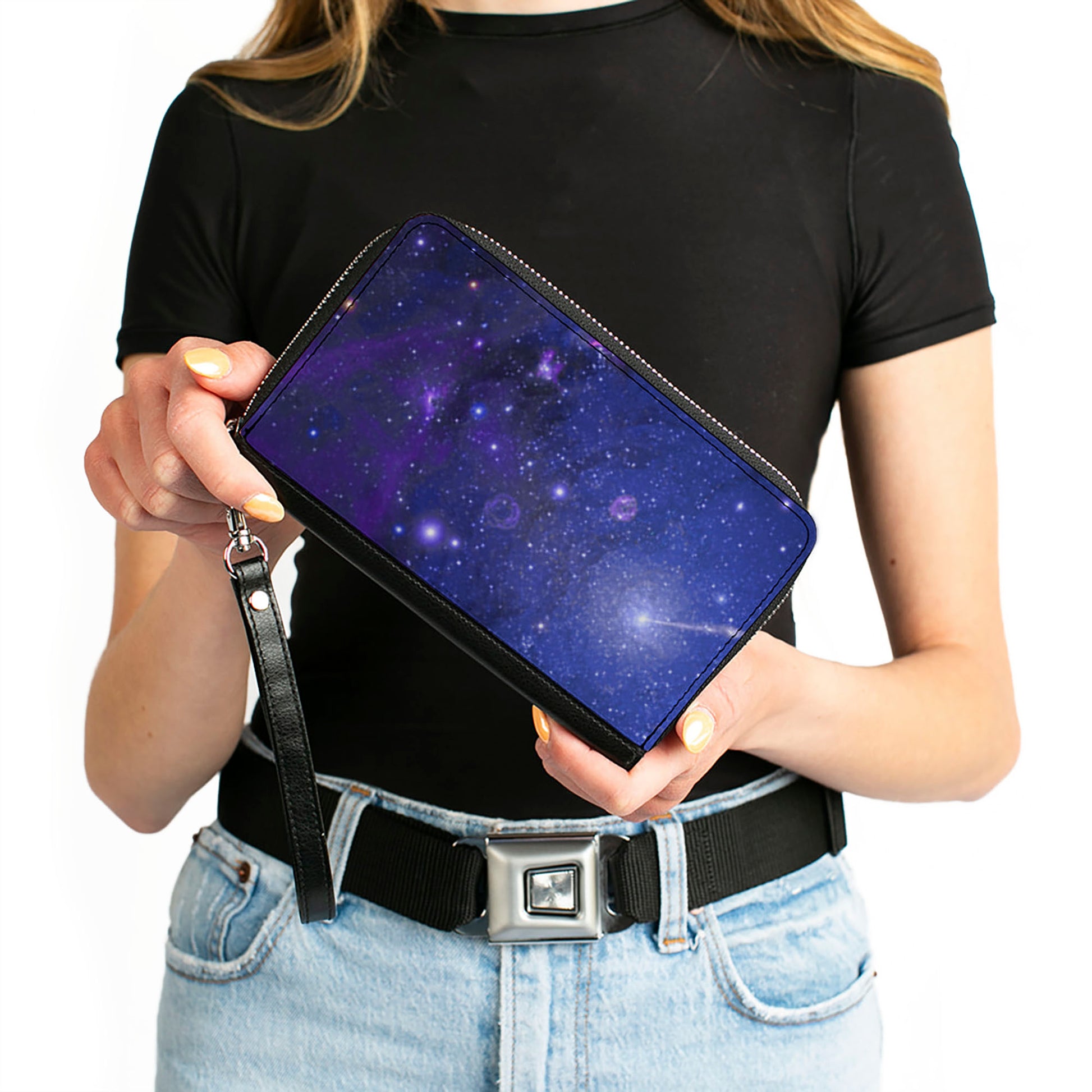 PU Zip Around Wallet Rectangle - Galaxy Blues/Purples Clutch Zip Around Wallets Buckle-Down   