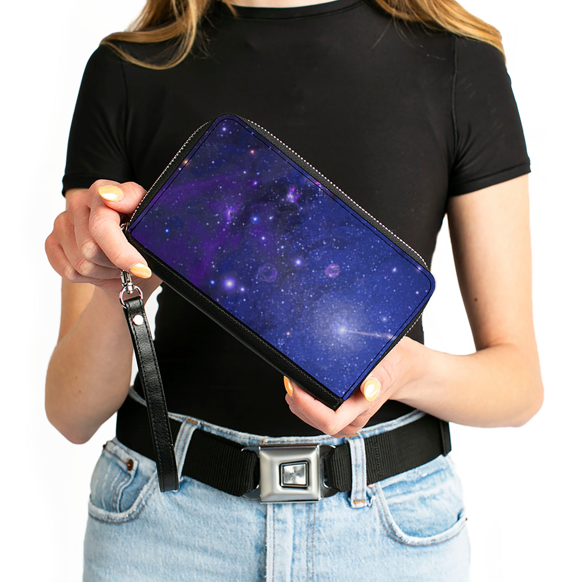 PU Zip Around Wallet Rectangle - Galaxy Blues/Purples Clutch Zip Around Wallets Buckle-Down   