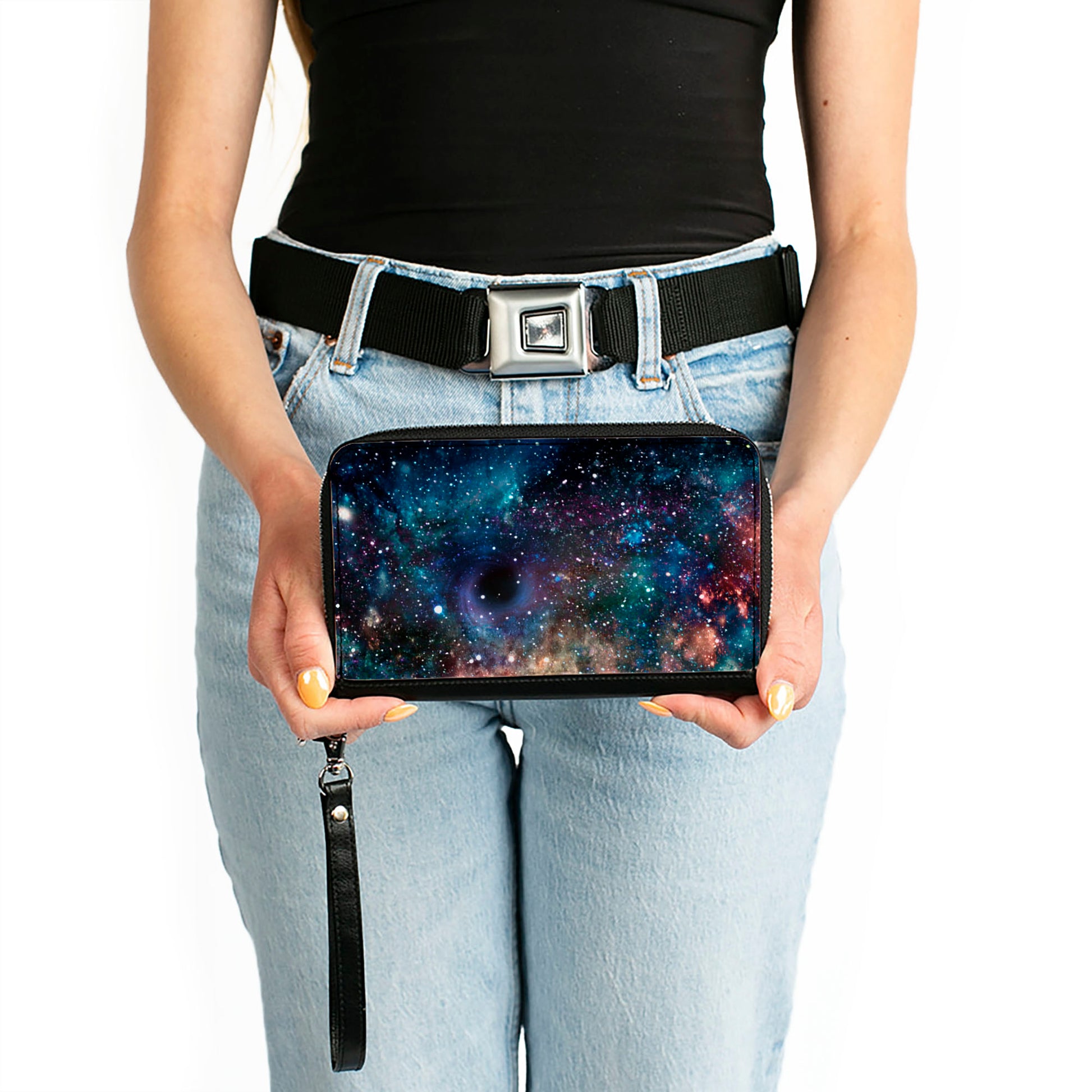 PU Zip Around Wallet Rectangle - Galaxy Collage Clutch Zip Around Wallets Buckle-Down   