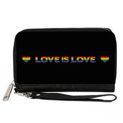 Women's PU Zip Around Wallet Rectangle - LOVE IS LOVE Heart Black Rainbow Clutch Zip Around Wallets Buckle-Down   