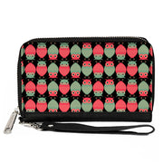 PU Zip Around Wallet Rectangle - Owls Flip Black/Mauve/Sage Clutch Zip Around Wallets Buckle-Down   