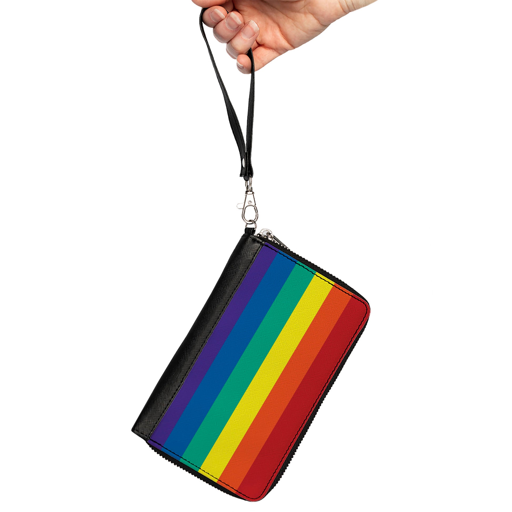 Women's PU Zip Around Wallet Rectangle - Rainbow Print Clutch Zip Around Wallets Buckle-Down   