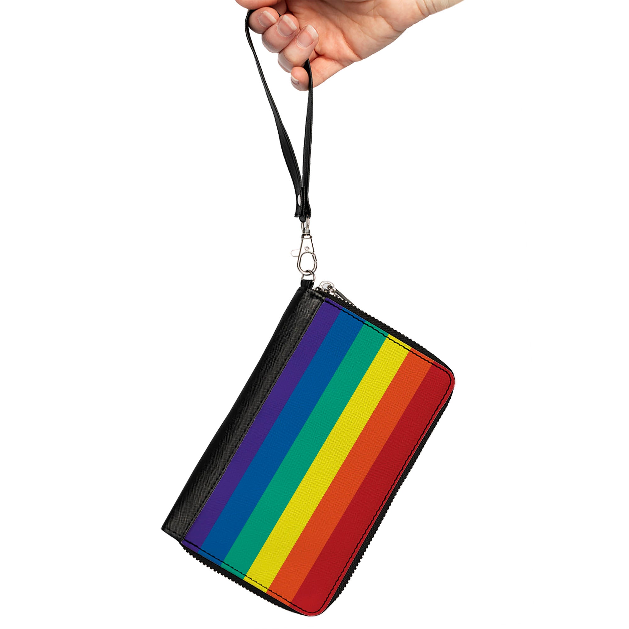 Women's PU Zip Around Wallet Rectangle - Rainbow Print Clutch Zip Around Wallets Buckle-Down   