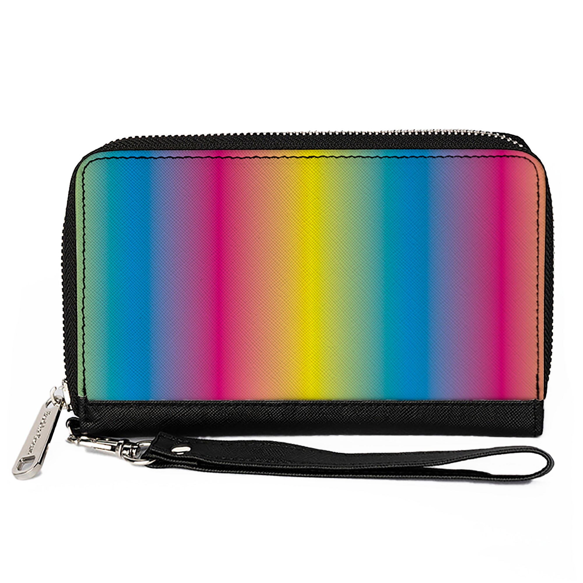 PU Zip Around Wallet Rectangle - Rainbow Ombre Clutch Zip Around Wallets Buckle-Down   
