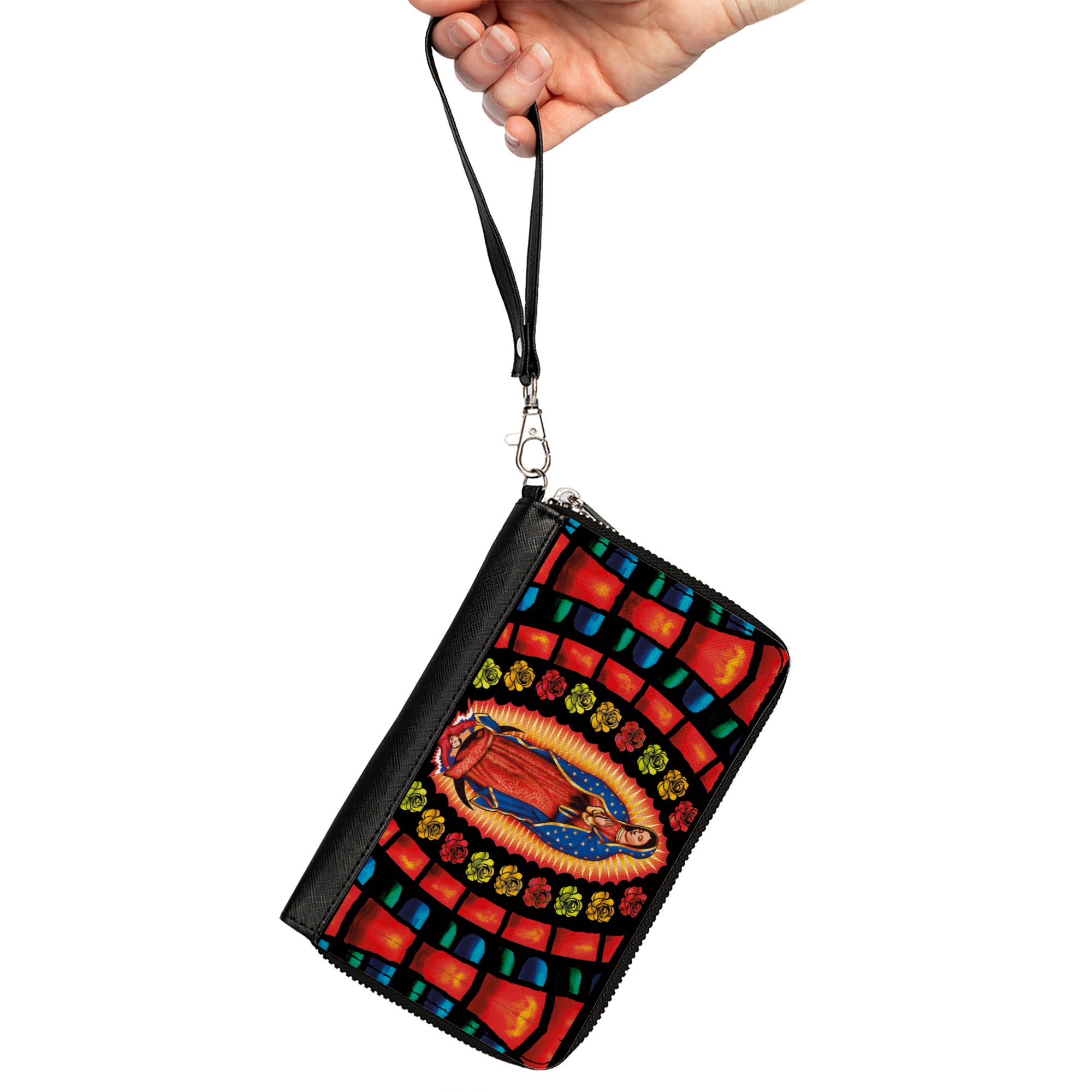 PU Zip Around Wallet Rectangle - Virgen de Guadalupe Clutch Zip Around Wallets Buckle-Down   