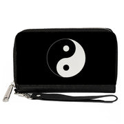PU Zip Around Wallet Rectangle - Yin Yang Symbol Black/White Clutch Zip Around Wallets Buckle-Down   