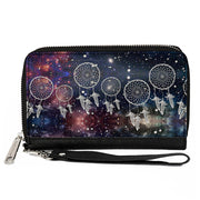 PU Zip Around Wallet Rectangle - Dream Catcher Galaxy/White Clutch Zip Around Wallets Buckle-Down   