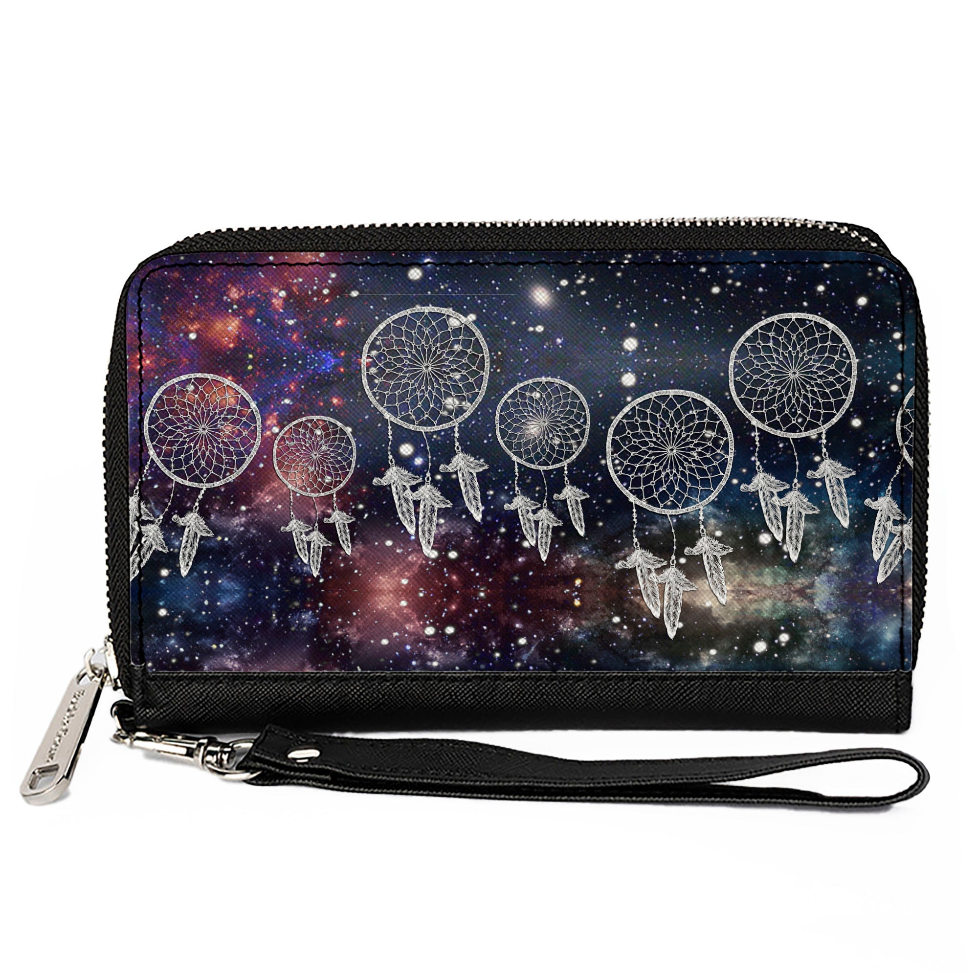 PU Zip Around Wallet Rectangle - Dream Catcher Galaxy/White Clutch Zip Around Wallets Buckle-Down   