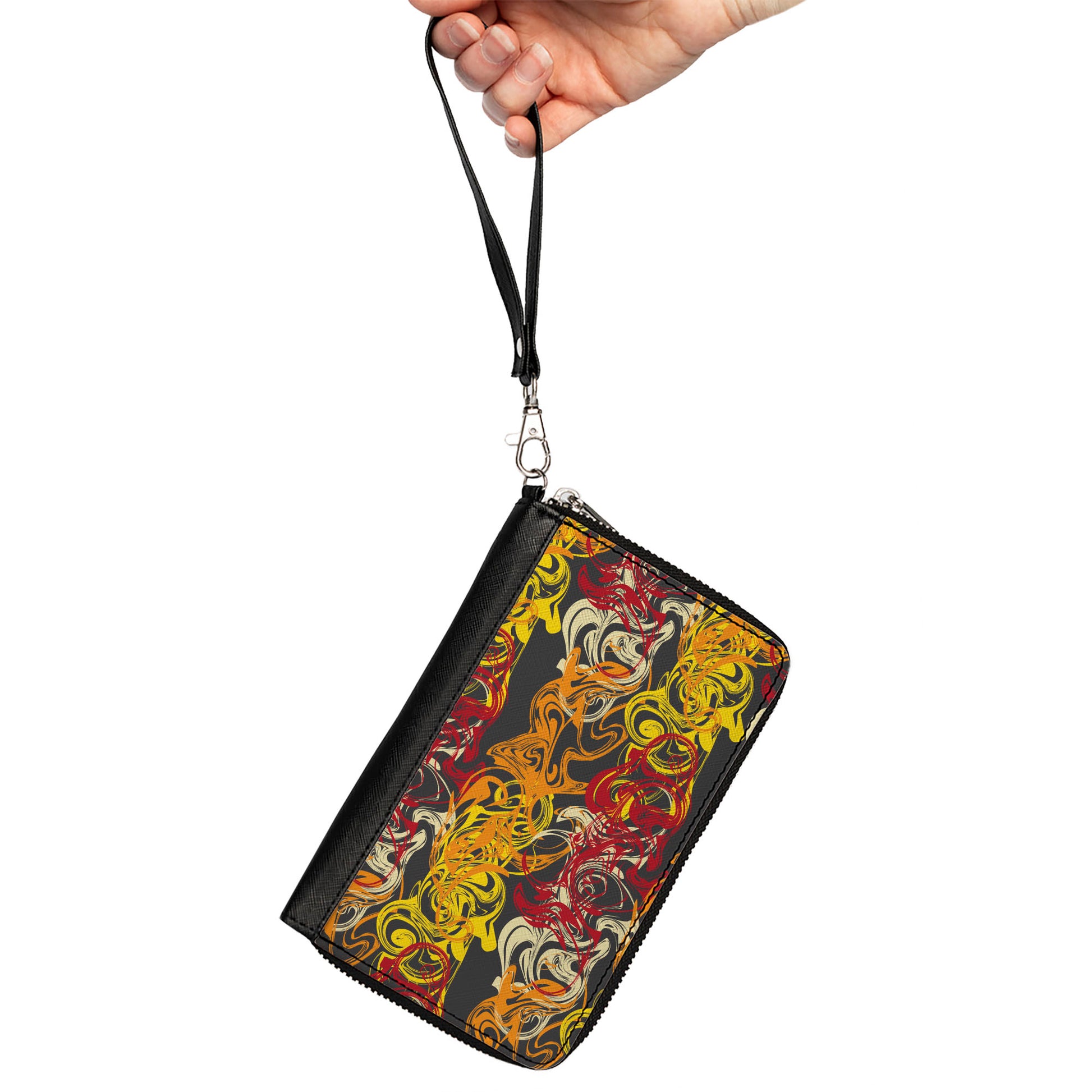 PU Zip Around Wallet Rectangle - Swirl Mix Gray/Multi Color Clutch Zip Around Wallets Buckle-Down   
