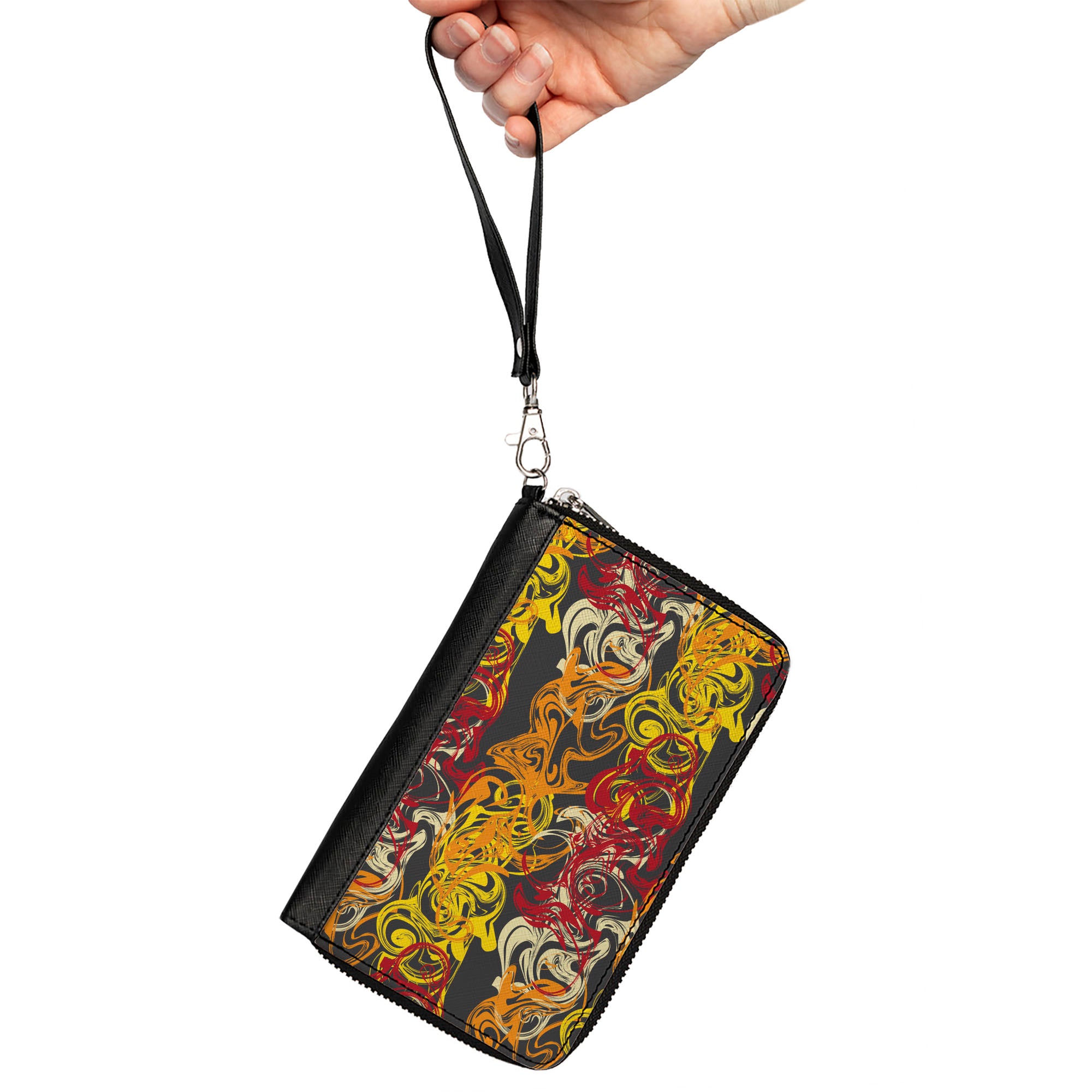 PU Zip Around Wallet Rectangle - Swirl Mix Gray/Multi Color Clutch Zip Around Wallets Buckle-Down   