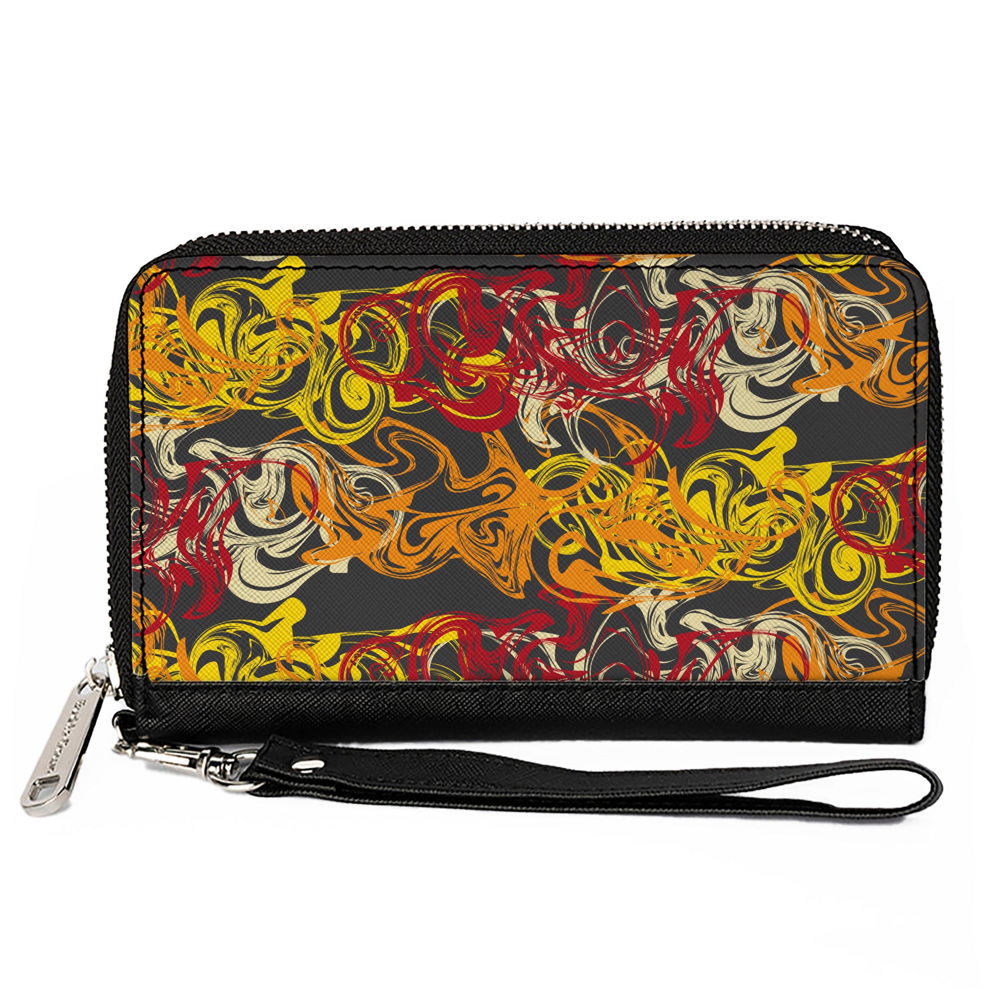 PU Zip Around Wallet Rectangle - Swirl Mix Gray/Multi Color Clutch Zip Around Wallets Buckle-Down   
