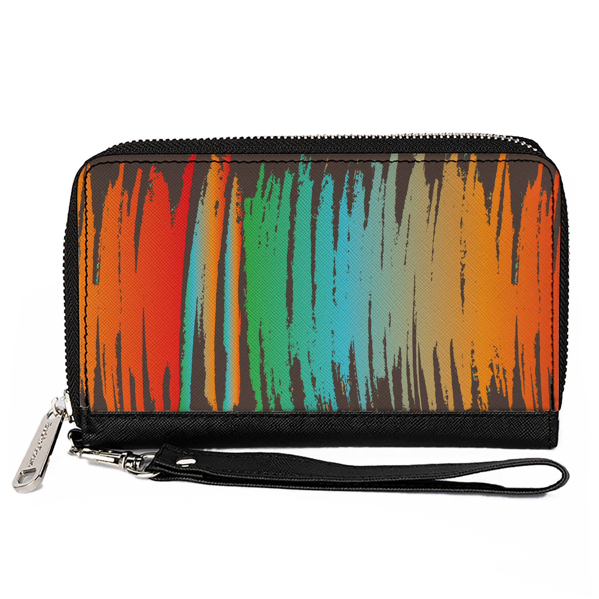 PU Zip Around Wallet Rectangle - Scribble Zarape Fade Brown/Multi Color Clutch Zip Around Wallets Buckle-Down   