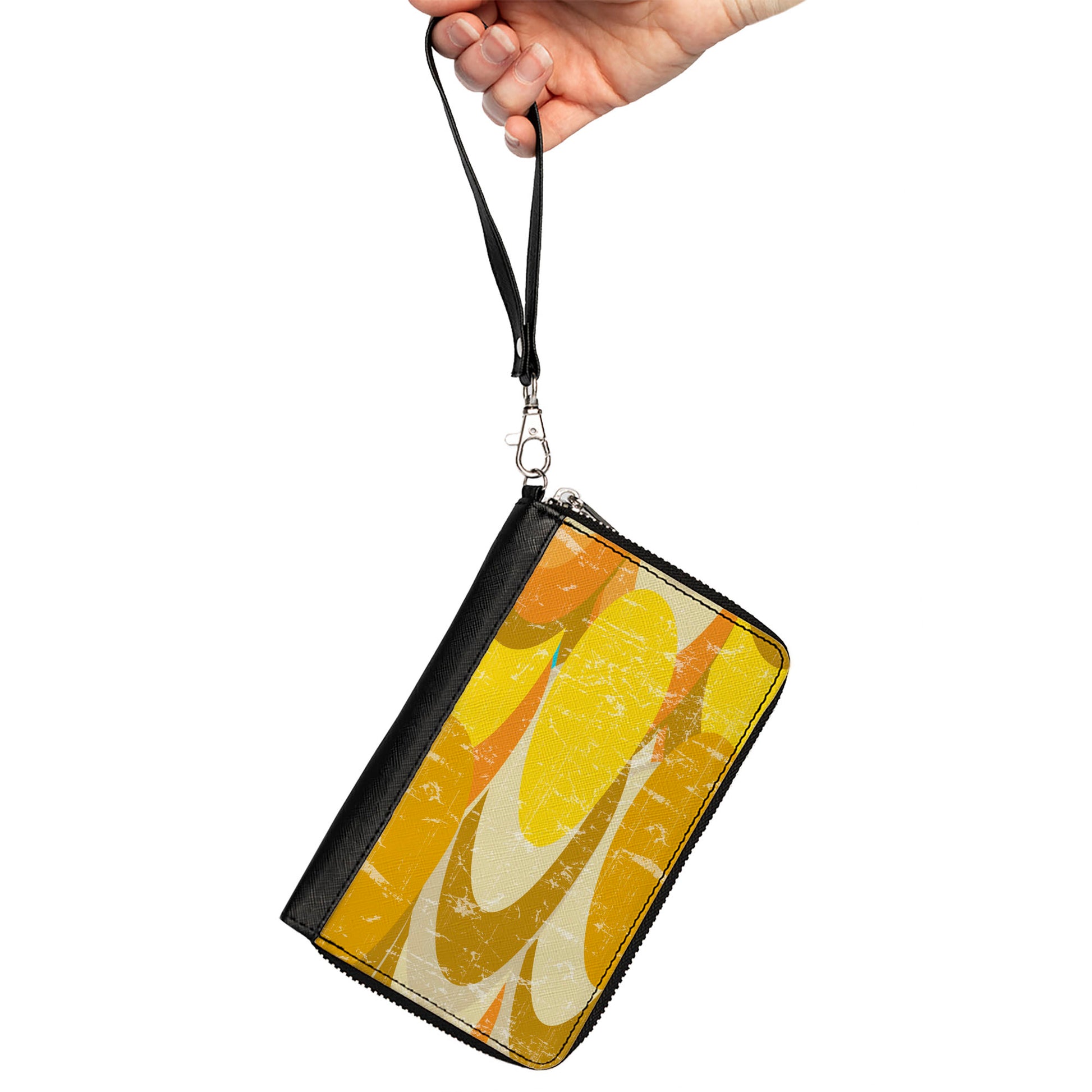 PU Zip Around Wallet Rectangle - Spots Stacked Weathered Yellows/Browns Clutch Zip Around Wallets Buckle-Down   