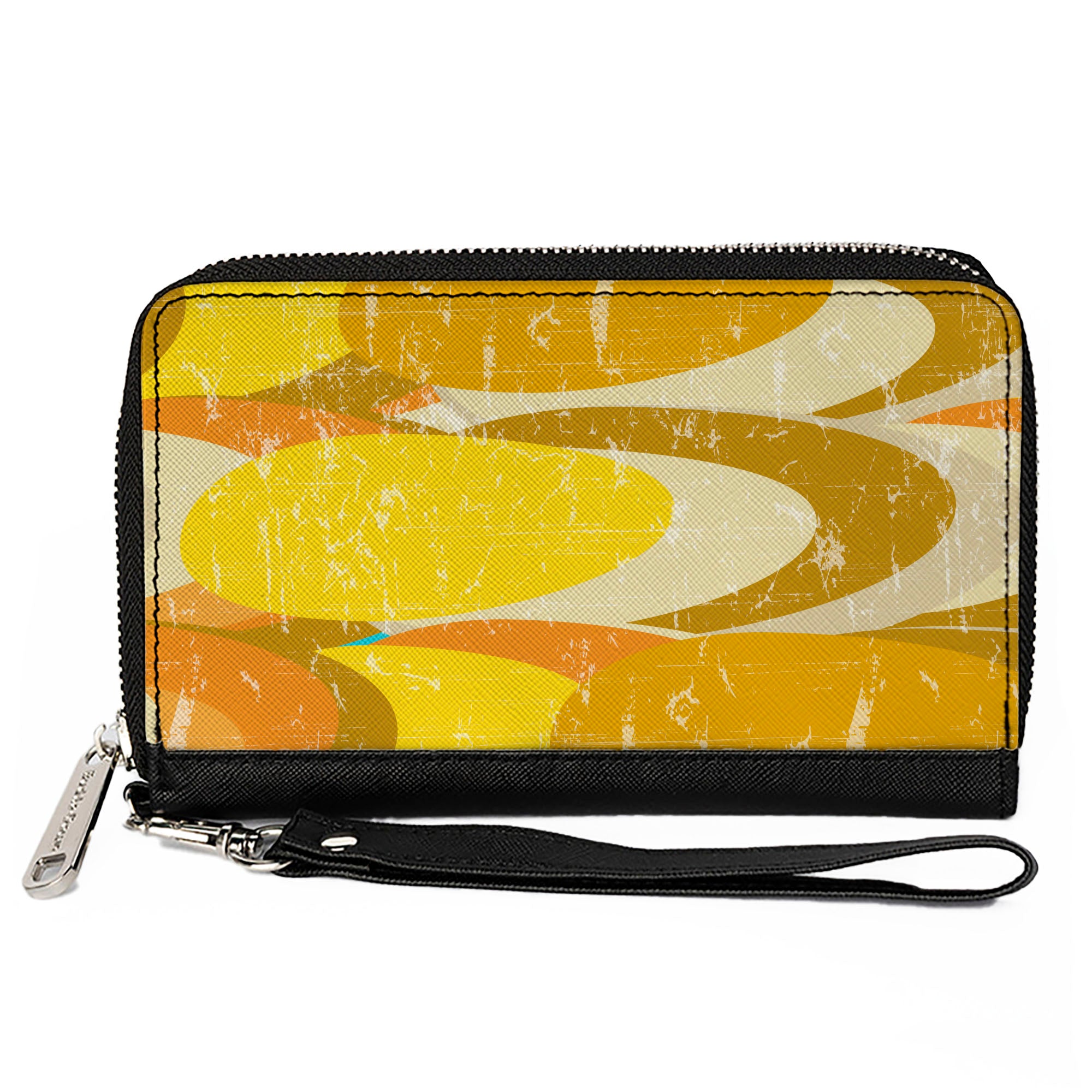 PU Zip Around Wallet Rectangle - Spots Stacked Weathered Yellows/Browns Clutch Zip Around Wallets Buckle-Down   