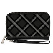PU Zip Around Wallet Rectangle - Buffalo Plaid X Charcoal/Black/Gray Clutch Zip Around Wallets Buckle-Down   