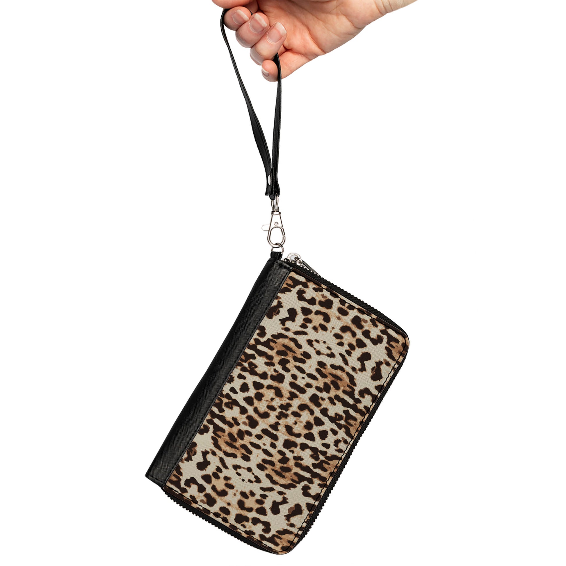 Women's PU Zip Around Wallet Rectangle - Cheetah Print Tan Browns Clutch Zip Around Wallets Buckle-Down   