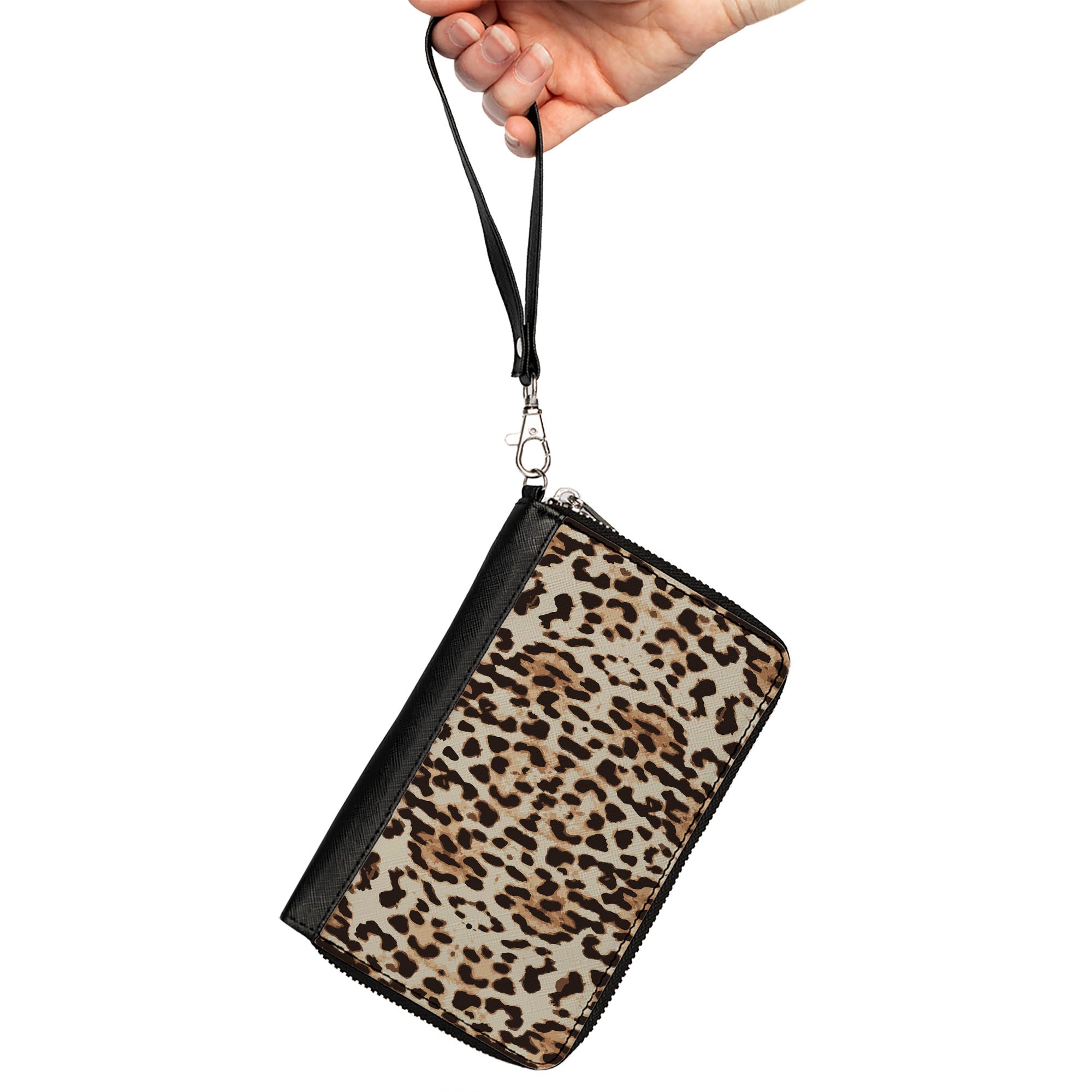 Women's PU Zip Around Wallet Rectangle - Cheetah Print Tan Browns Clutch Zip Around Wallets Buckle-Down   