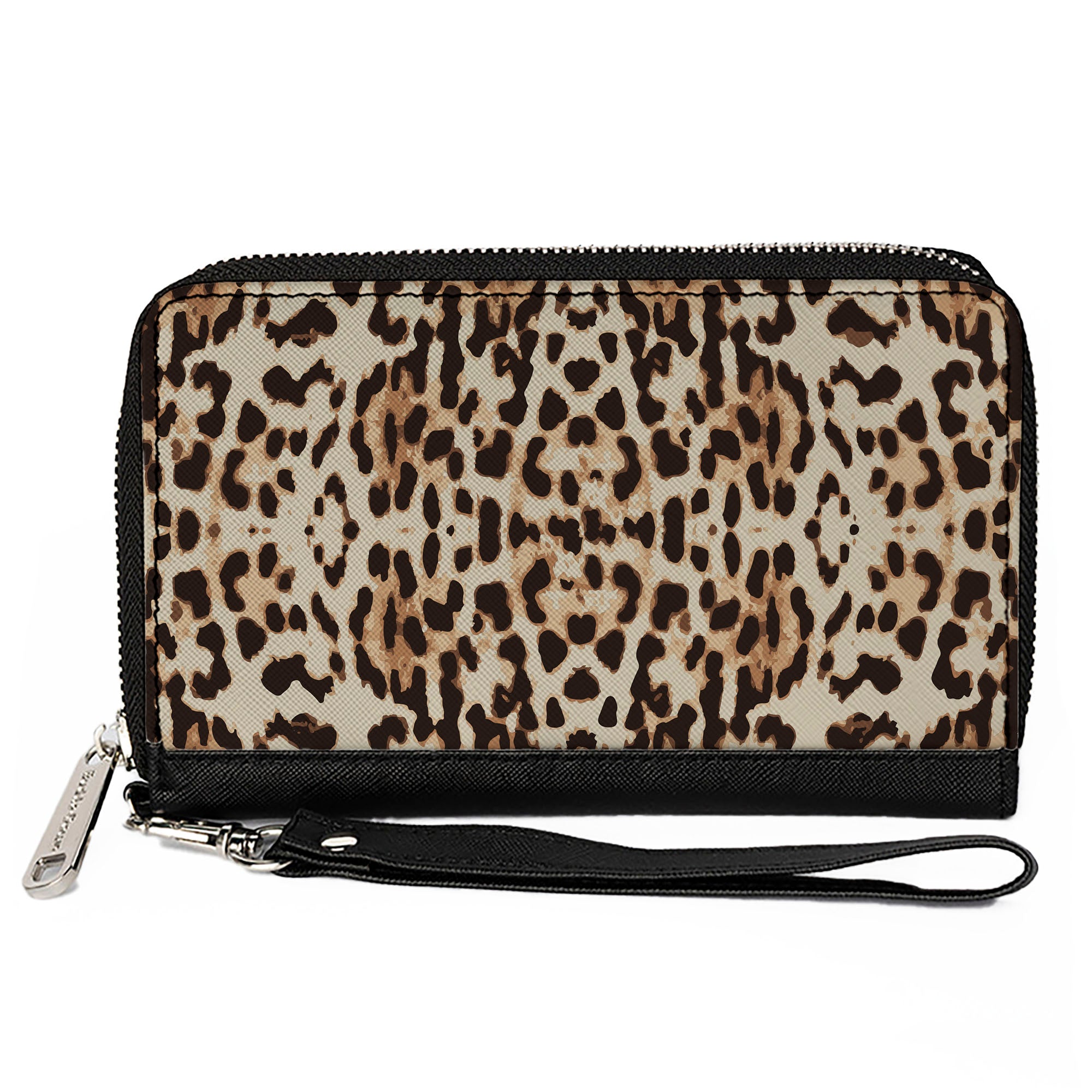 Women's PU Zip Around Wallet Rectangle - Cheetah Print Tan Browns Clutch Zip Around Wallets Buckle-Down   
