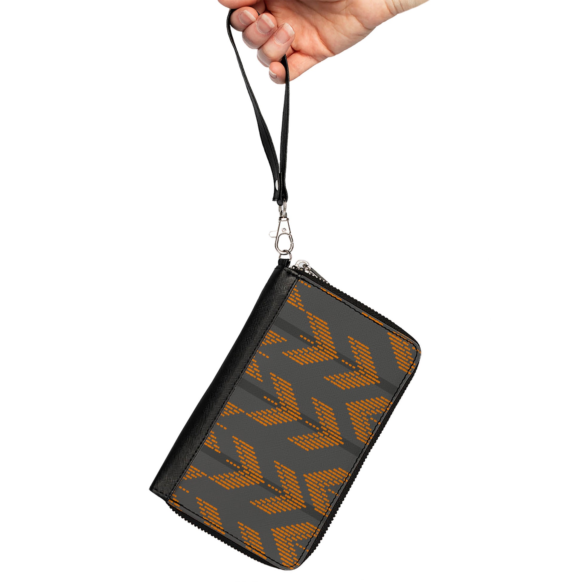 Women's PU Zip Around Wallet Rectangle - Chevron Stripe Grays Orange Clutch Zip Around Wallets Buckle-Down   