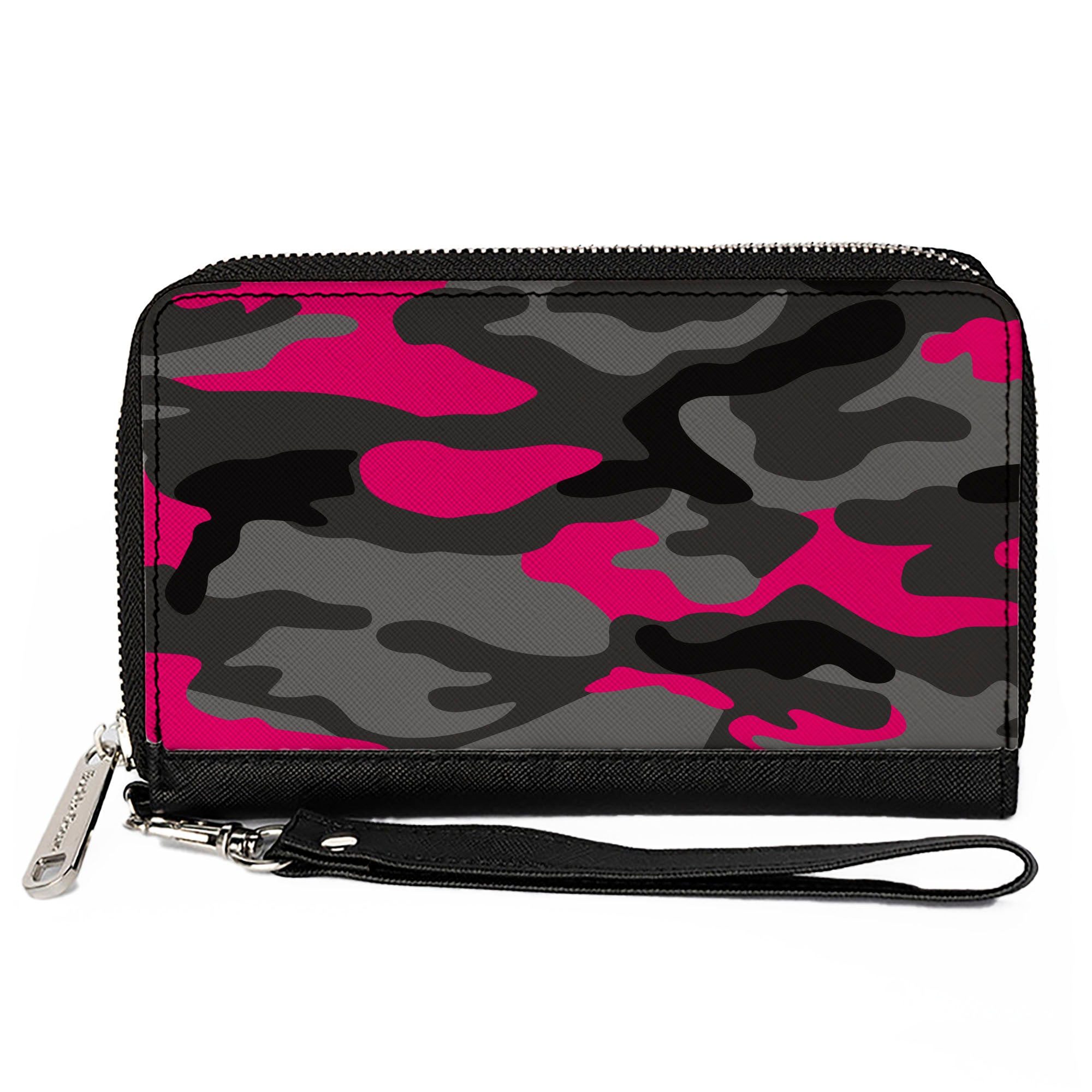 Women's PU Zip Around Wallet Rectangle - Camo Grays Pink Clutch Zip Around Wallets Buckle-Down   