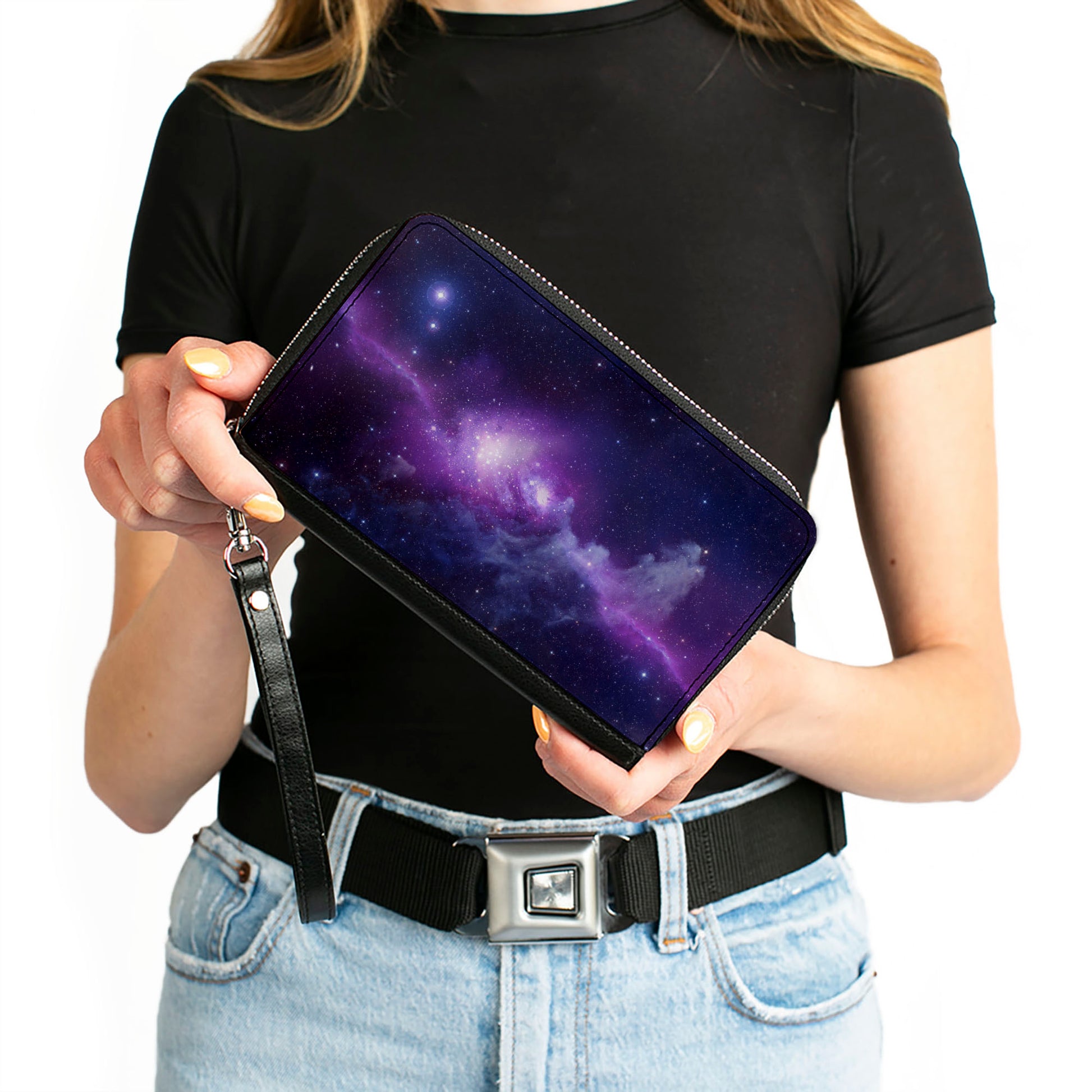 PU Zip Around Wallet Rectangle - Galaxy Purple/Pinks Clutch Zip Around Wallets Buckle-Down   