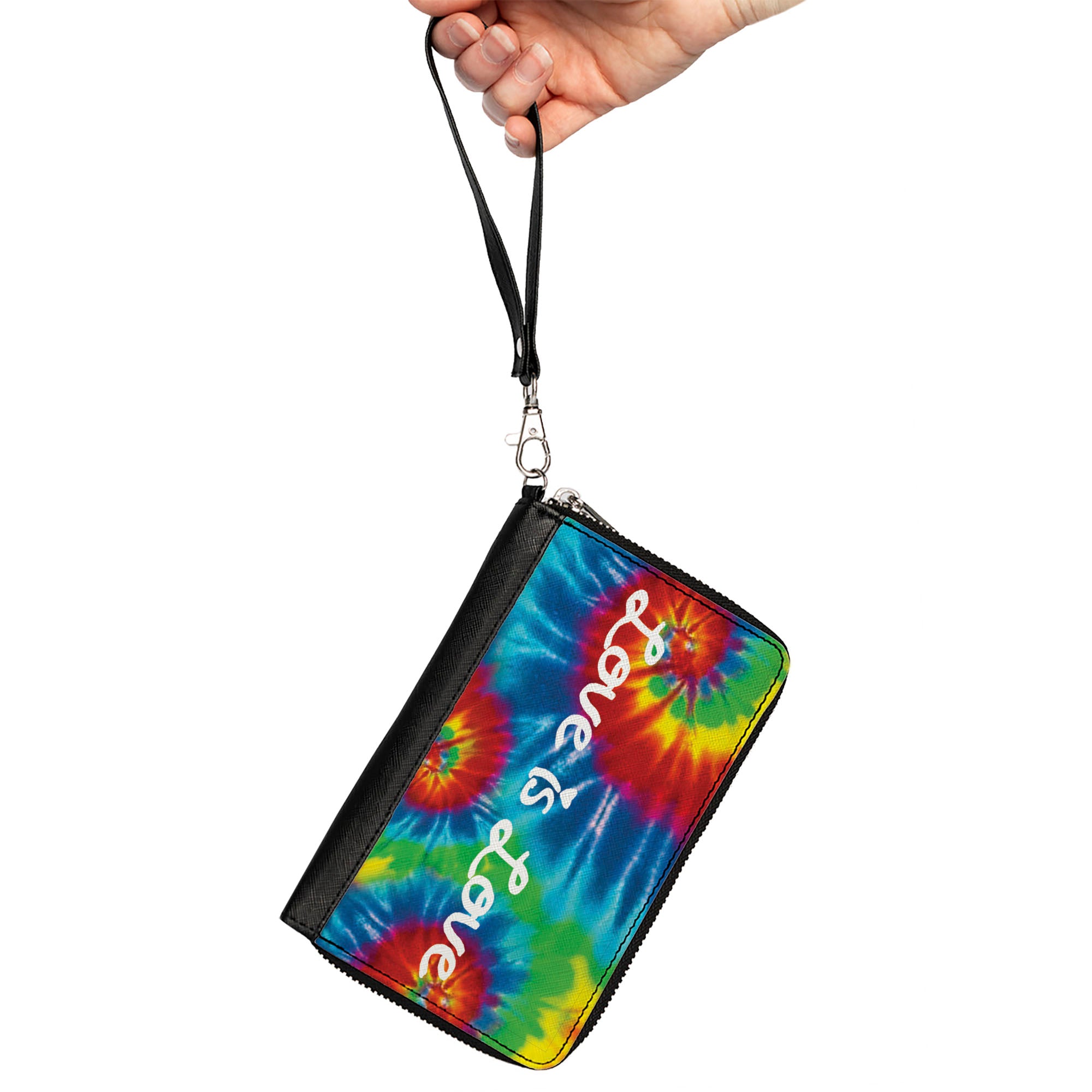 Women's PU Zip Around Wallet Rectangle - LOVE IS LOVE BD Tie Dye White Clutch Zip Around Wallets Buckle-Down   