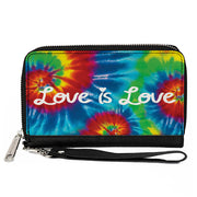 Women's PU Zip Around Wallet Rectangle - LOVE IS LOVE BD Tie Dye White Clutch Zip Around Wallets Buckle-Down   