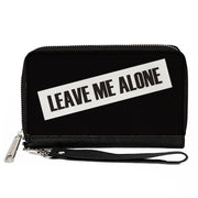 Women's PU Zip Around Wallet Rectangle - LEAVE ME ALONE Block Black White Clutch Zip Around Wallets Buckle-Down   